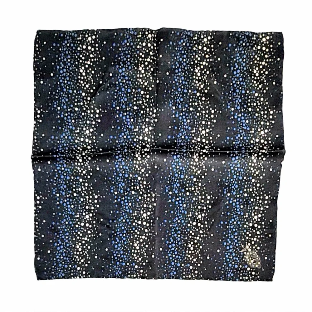 Bijan 100% Silk Pocket Square | Galaxy Pattern | Designer Crest | 13" x 13” - Picture 3 of 9